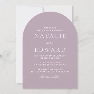 Modern Dusty Rose & Mauve Modern Arch Wedding Invitation