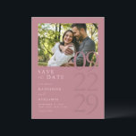 Modern Dusty Rose Minimalist Photo Wedding Save The Date<br><div class="desc">Easily personalise your wedding save the date cards with this editable template. Features your photo and minimal elegant typography design in dusty rose colour.</div>