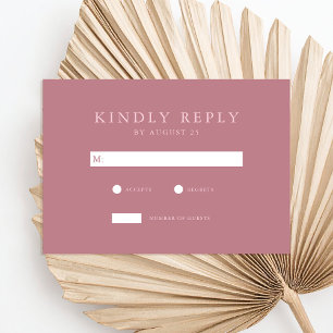 Modern Dusty Rose Minimalist Wedding RSVP Card