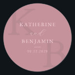 Modern Dusty Rose Monogram Minimalist Wedding Classic Round Sticker<br><div class="desc">Create your own personalised wedding stickers featuring modern monogram typography and minimalist graphic design in dusty rose colour.</div>