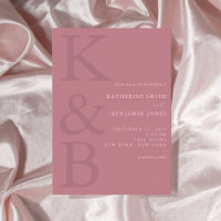 Modern Dusty Rose Monogram Minimalist Wedding