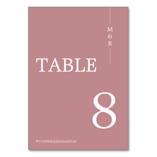 Modern Dusty Rose Monogram Wedding Table Number