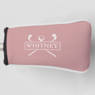 Modern Dusty Rose Personalised Name Clubs And Ball Golf Head Cover