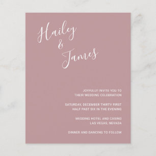 Modern Dusty Rose Pink Budget Wedding Invitation