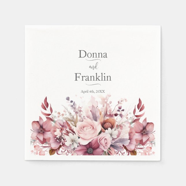 Modern Dusty Rose Pink Wedding Napkin (Front)