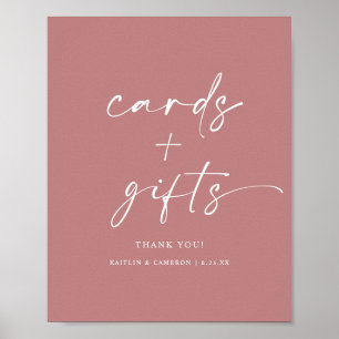 Modern Dusty Rose Wedding Cards & Gifts Sign