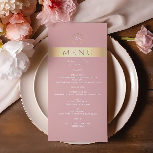 Modern Dusty Rose Wedding Menu (Creator Uploaded)