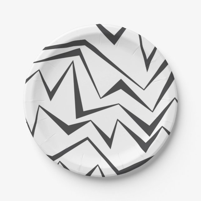 Modern, dynamic, simple, bold abstract graphic art paper plate (Front)