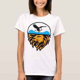 Modern Eagle and Lion Design with Half-Moon T-Shirt