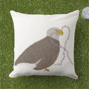 Modern eagle with red white and blue heart cushion