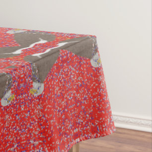Modern eagle with red white and blue heart tablecloth