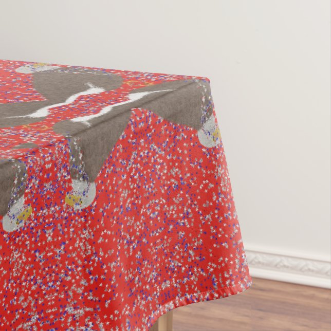 Modern eagle with red white and blue heart  tablecloth (In Situ)