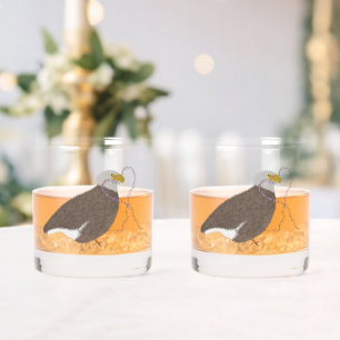 Modern eagle with red white and blue heart whiskey glass