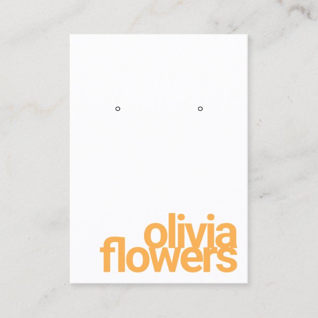 Modern Earring Bold Orange Font  Business Card (Front)