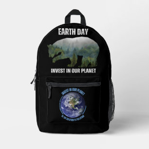 Modern Earth Day and Bears Printed Backpack