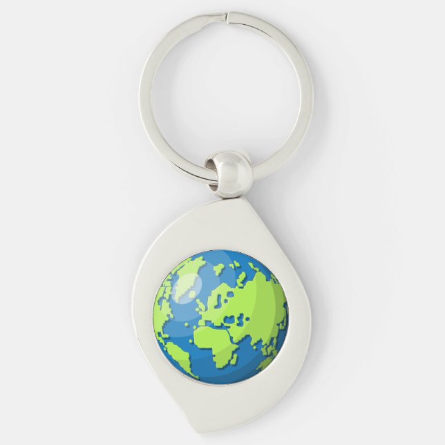 Modern Earth Globe Map – Wanderlust Travel Gift Key Ring (Front)