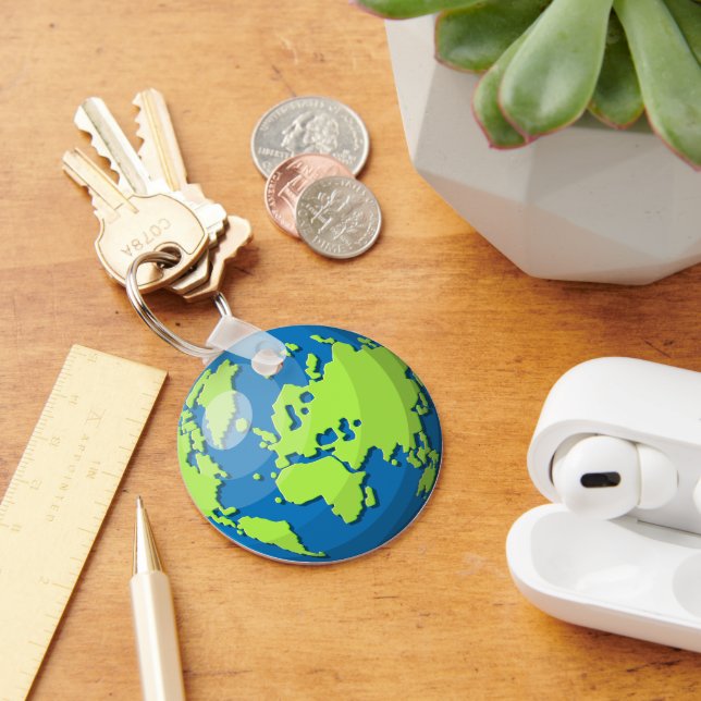 Modern Earth Globe Map – Wanderlust Travel Gift Key Ring (Desk)