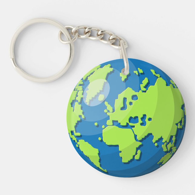 Modern Earth Globe Map – Wanderlust Travel Gift Key Ring (Front)