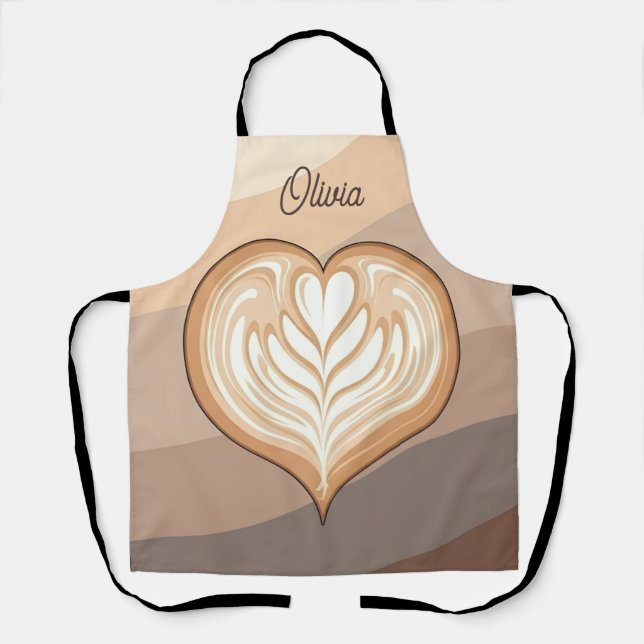 Modern Earth Tone Latte Heart  Apron (Front)