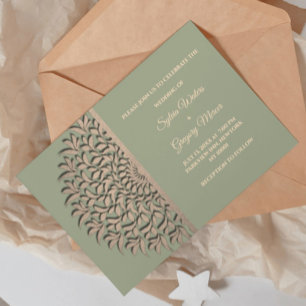 Modern Earth tone Sage green & gold classicmandala Invitation