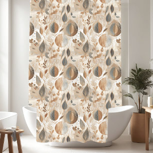 Modern Earth Tones Flowers and Leaves Shower Curtain