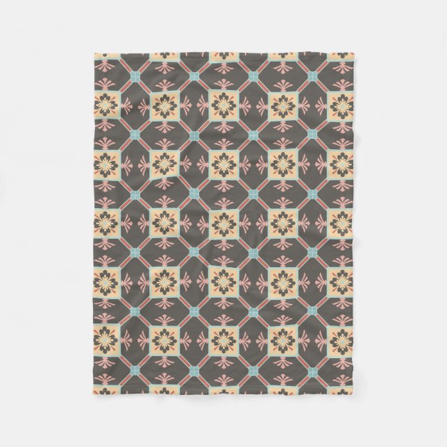 Modern Earth Tones Geometric Fleece Blanket (Front)