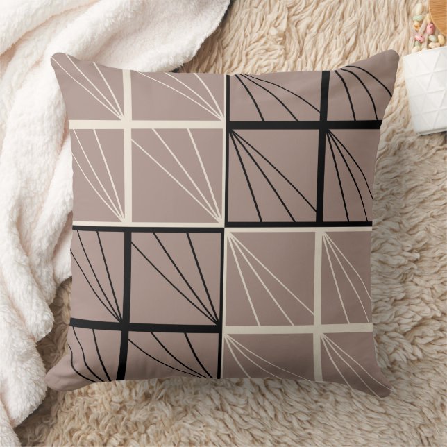 Modern Earth Tones Geometric Throw Pillow (Blanket)
