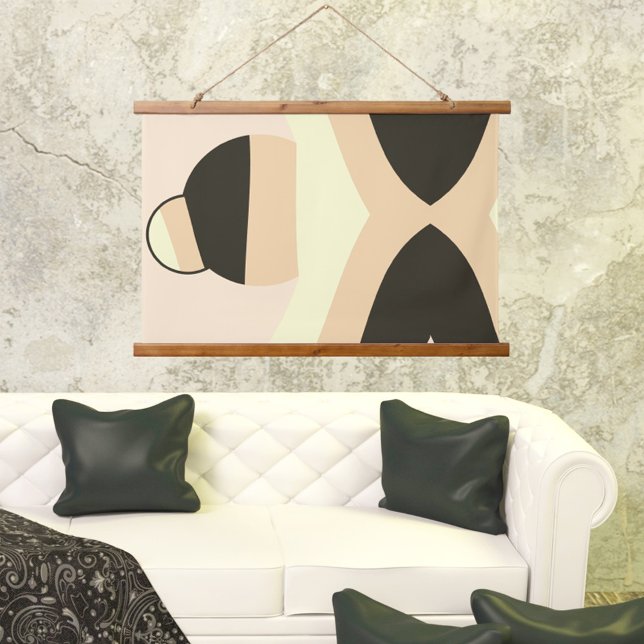 Modern Earth Tones Waves Balls Abstract Art  Hanging Tapestry (Creator Uploaded)