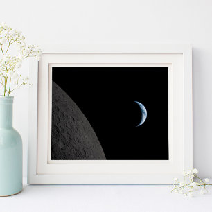 Modern Earthset Space Photo 10x8 Poster