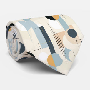 Modern Earthy Abstract Geometric Neutral Tie