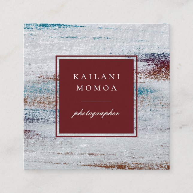 Modern Earthy Abstract Painted Pattern Square Business Card (Front)