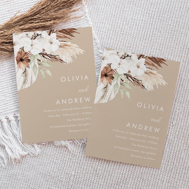 Modern Earthy Beige Boho Wedding Invitation (Creator Uploaded)