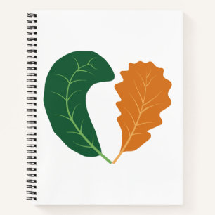 Modern Earthy Heart Leaves Canvas Notebook
