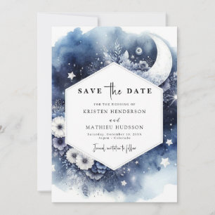 Modern Earthy Moonlit Wedding Save The Date