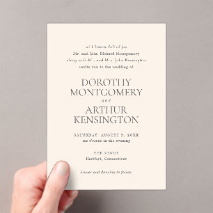 Modern Earthy Neutral Elegant Wedding Acrylic Invitations