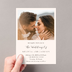 Modern Earthy Neutral Photo Wedding Acrylic Invitations