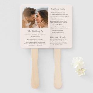 Modern Earthy Neutral Photo Wedding Program Hand Fan
