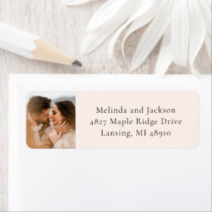 Modern Earthy Neutral Photo Wedding Return Address Label