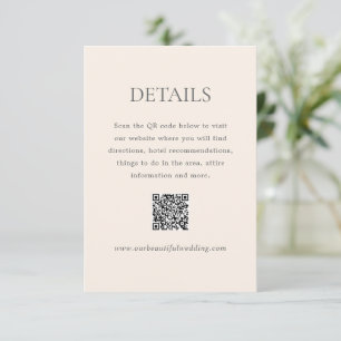 Modern Earthy Neutral QR Code Elegant Wedding Enclosure Card