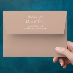 Modern Earthy Neutral Simple Wedding Envelope