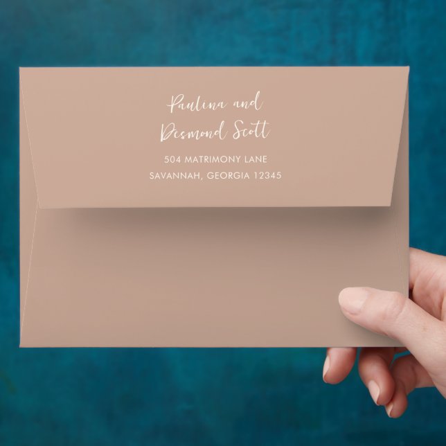 Modern Earthy Neutral Simple Wedding Envelope (Hand)