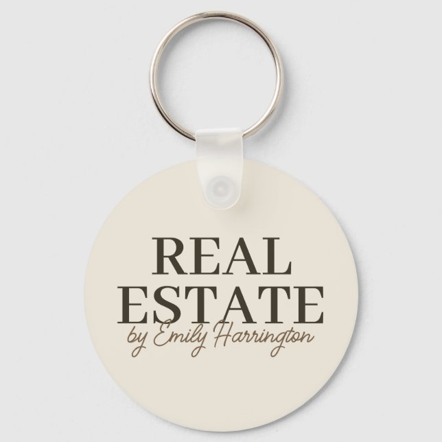 Modern Earthy Real Estate Agent Key Ring (Front)