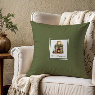 Modern earthy script family name Christmas gift   Cushion