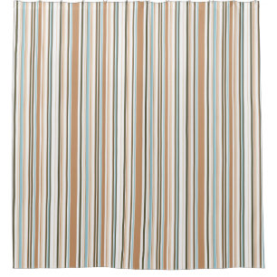 Modern Earthy Stripes with Blue Accent Shower Curtain