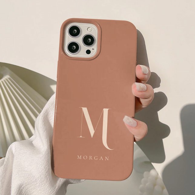 Modern Earthy Terracotta Custom Monogram Case-Mate iPhone Case (Creator Uploaded)