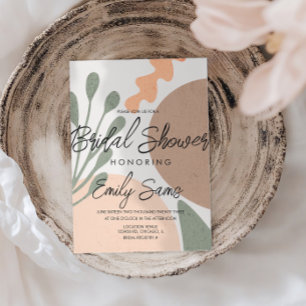 Modern Earthy Tone Shapes Abstract Bridal Shower Invitation