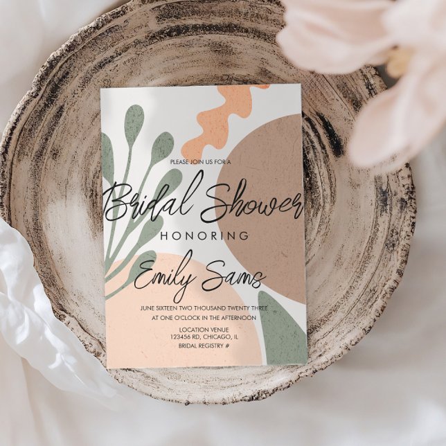 Modern Earthy Tone Shapes Abstract Bridal Shower Invitation (Creator Uploaded)