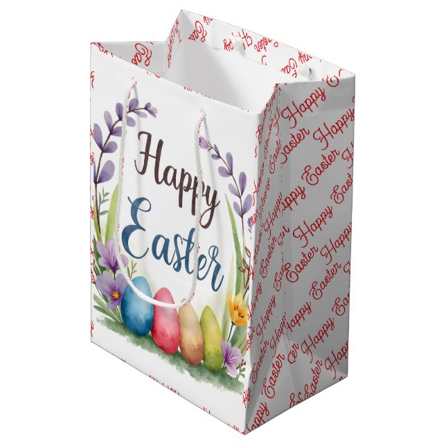 Modern Easter Eggs Beautiful Collection Medium Gift Bag (Front Angled)