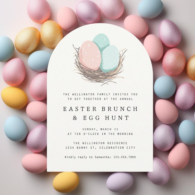 Modern Easter Eggs Nest Easter Brunch Egg Hunt Invitation (Creator Uploaded)