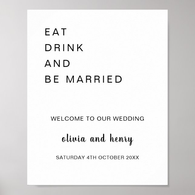 Modern Eat drink and be married wedding welcome Poster (Front)